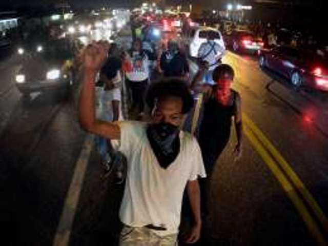 Ferguson protesters on the march August 15.