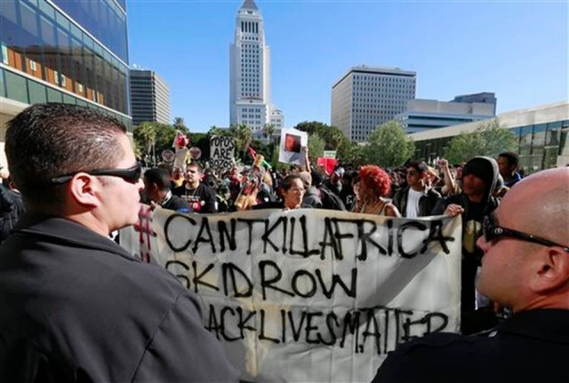 Protest of Africa's death in downtown LA.