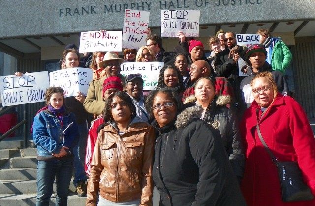 Rally for Justice for Aiyana on courthouse steps March 8, 2013,