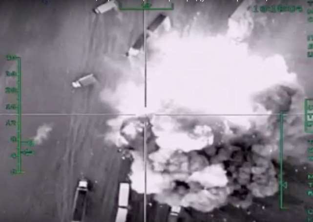 AP Photo/Russian Defense Ministry Press Service In this photo made from the footage taken from Russian Defense Ministry official web site on Friday, Dec. 4, 2015 an aerial image of what they purport shows an airstrike.