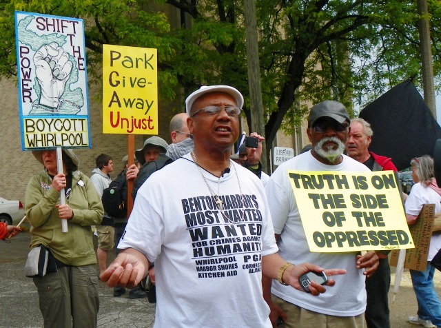 Rev. Edward Pinkney at May 26, 2012 rally against the Emergency Manager and Whirlpool takeover of Benton Harbor, MI.