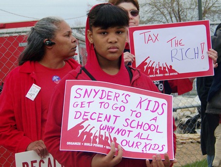 Benton Harbor child participates in protest May 7, 2011.