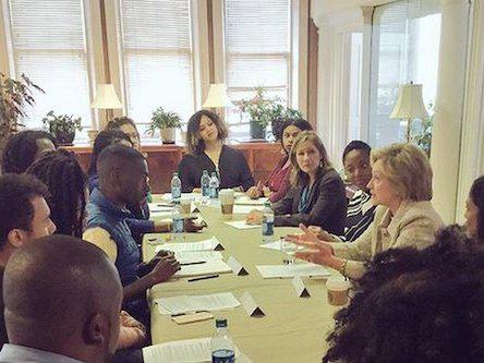 Members of BLM national steering committee meeting with Democratic presidential candidate Hillary Clinton.