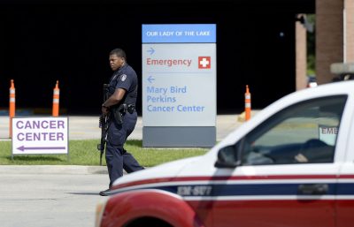 Baton Rouge officer pulls up to hospital.