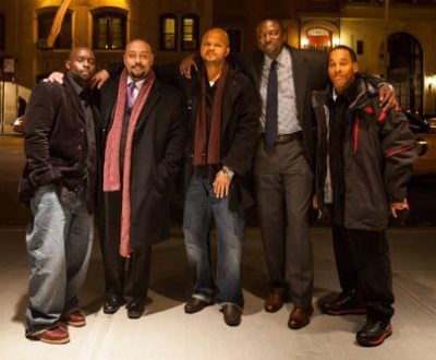 Antron McCray, Raymond Santana, Kevin Richardson, Yusef Salaam, and Korey Wise in New York City. Known as the Central Park Five, they served prison sentences after being wrongly convicted in the Central Park jogger case. Credit Michael Nagle for The New York Times