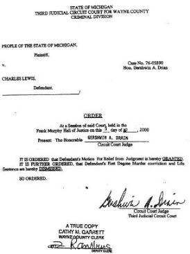 Judge Drain's 2000 order dismissing case vs. Lewis.