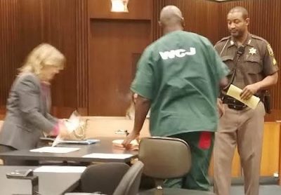 Deputy Sheriff removes Lewis from hearing without cause Oct. 28, before it had concluded.