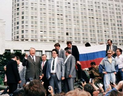 Provided by AFP: On August 19, 1991, a group of security chiefs and Communist bosses who opposed Gorbachev declared themselves in charge, with Russian President Boris Yeltsin (L) gathering his supporters after denouncing the coup. "For 25 years we have been doing exactly the same thing every year," said Mikhail Shneider, the event's organiser. "There's never been a time when they completely denied us."