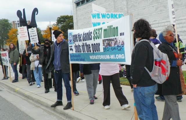 Protesters at Jones Day gala awards ceremony at DIA Oct. 13, 2014.