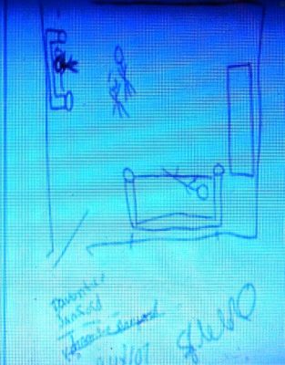 Diagram Tolbert testified Sanford had made of house, in Russells