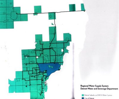 DWSD service area shown in "Mapping the Water Crisis."