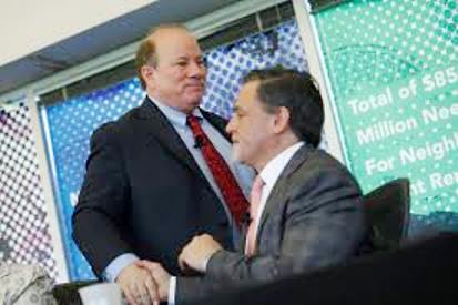Cronies Detroit "Mayor" Mike Duggan and billionaire developer Dan Gilbert.