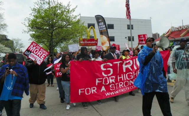 First fast food workers' strike in Detroit 2013.