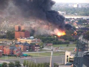 Brush Park burns as city drives out Black residents in previous years.