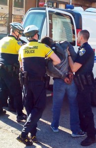 Freddie Gray tossed into police van after arrest.