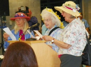 Metro Detroit's "Raging Grannies," who are part of a national organization, sing against takeover, water shut-offs at GLWA meeting June 12, 2015.