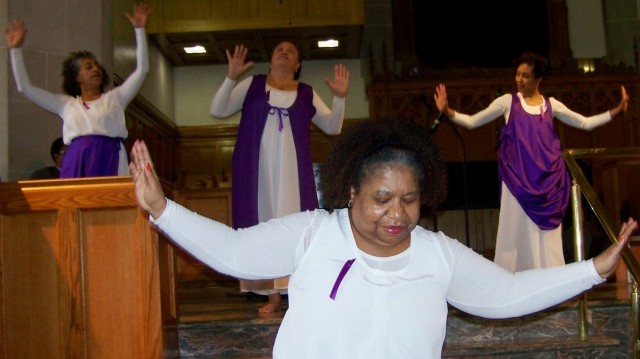 Members of the Godboldos' dance troupe at Hartford Memorial Baptist Church, where homegoing ceremony for family matriarch Lovey Godboldo, 102, will be held Tues. June 2 at 