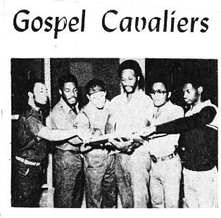 The Gospel Cavaliers, band at Ionia Reformatory. Charles Lewis is at right. Photo featured in article on band in Grand Rapids Organizer.
