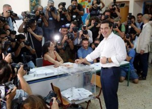 Greek Prime Minister votes.