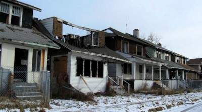 Foreclosed and abandoned houses on Detroit's east side.