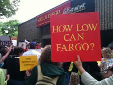 Protest against Wells Fargo, which holds 40 percent of home loans in the U.S.