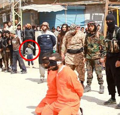 ISIS executes Syrian soldiers in front of terrified civilian population including children.