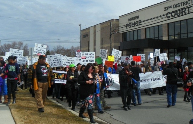 April 2 March passes Inkster police station.