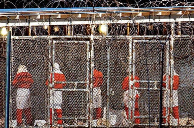 Inside U.S. Guantanamao Bay politicial prisoner concentration camp.