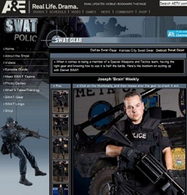 Officer Joseph Weekley shown as star "Brain" on Detroit SWAT website.