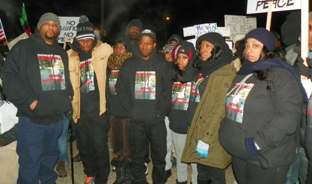 Family members were part of a large march in Dearborn Jan. 4, 2016. At center is Kevin Matthews' brother Lavell Matthews; Kimberly Matthews is 2nd from left.