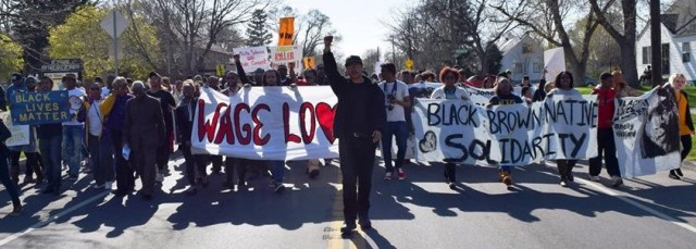 Hundreds marched down W. Chicago in Detroit from Terrance Kelloms 