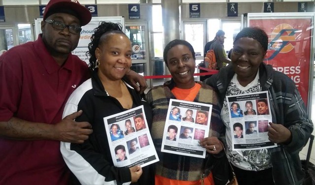 Terrance Kellom's father Kevin Kellom, stepmother Yvette Johnson, with family members of two others killed by police, Kimberly Griffin and Mertilla Jones, during national tour against police brutality.