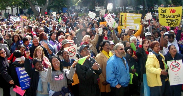 DFT teachers walked out en masse for one day in 2001, under leadership of then Pres. Janna Garrison, rallied in Lansing, and succeeded in blocking pro-charter schools bill.