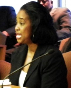 AFSCME Health Department Local 457 President Laurie Walker testifies at City Council May 6, 2012.