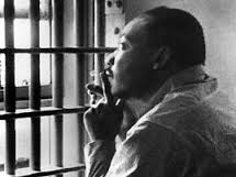Rev. Martin Luther King, Jr. in prison during civil rights battle.
