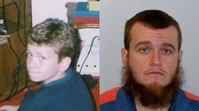 Matthew Bentley at 14, when he was charged, and today.