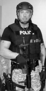William Melendez in SWAT style armor.
