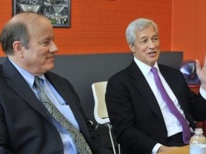 Detroit "Mayor" Mike Duggan meets with Chase CEO Jamie Dimon Feb. 11, 2015.