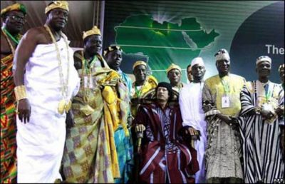Libyan Pres. Muammar Gaddafi with leaders from African continent.