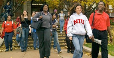 Students at Northern Illinois University, where LeGrier was studying engineering.