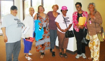 Members of DAREA after Detroit General Retirement System meeting June 10, where they publicized DAREA appeal of bankruptcy.