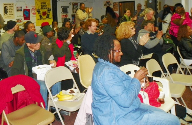 Audience at Detroit rally gives standing ovation to Rev. Pinkney Oct. 20, 2014.