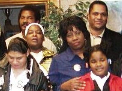 Arnetta Grable (center) and Cornell Squires (top right) have been some of the strongest supporters of Lennette and Mailauni Williams (at left). This photo is from an earlier hearing on police brutality. Williams has kept her daughter active in such events all her life.