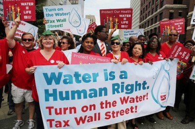 Nurses helped lead protest in downtown Detroit July 18, 2014 declaring water a human right.