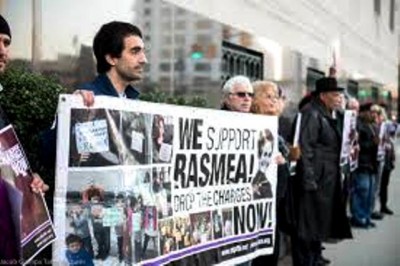 Protest at U.S. District Court in Detroit during Rasmea's trial.