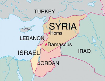 Map shows Syria's key location.