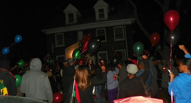 Tangela Harris candlelight vigil at her home on Lawrence Nov. 3, 2015.