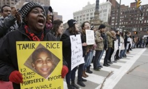 Protest against Cleveland police murder of 12-year-old Tamir Rice last year.
