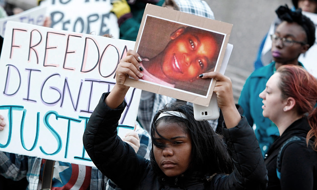 Protest against Tamir Rice killing by Cleveland police last year.