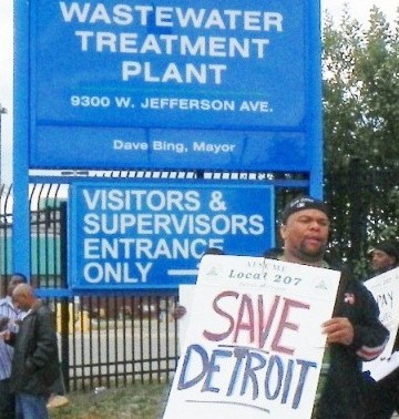 City of Detroit Wastewater Treatment Plant workers on strike Sept. 30, 2012.